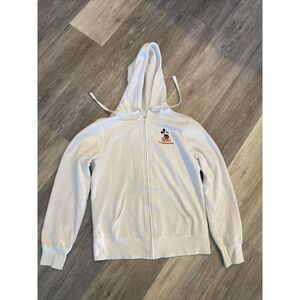Walt Disney World LARGE Hoodie Womens White Mickey Mouse Longsleeve EMBROIDERED